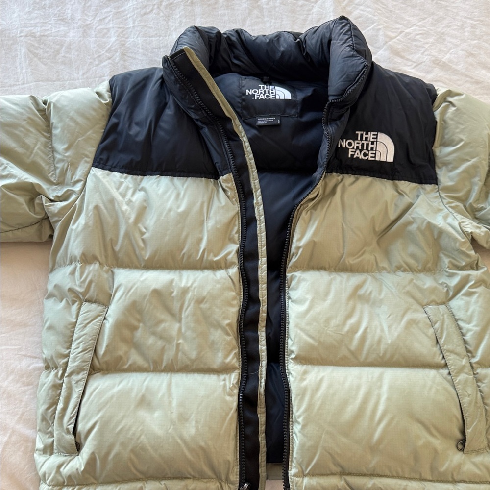 The North Face Two-Tone Puffer Jacket in Black and Tan
